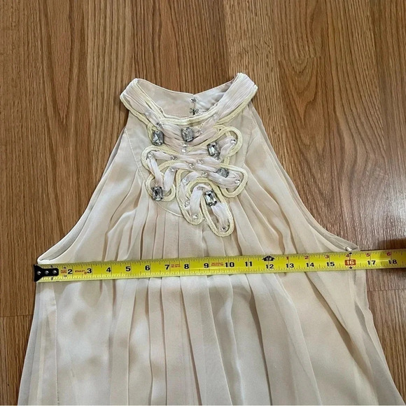 Black Brand Womens Sz S Cream Sleeveless Tank Blouse Flowy High Neck - Picture 6 of 8